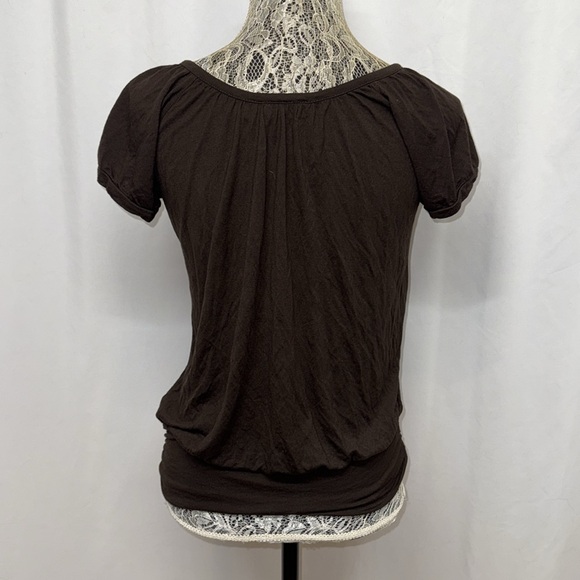 The Limited Dark Brown Short Sleeve Blouse. Modal Soft Comfy Versatile - Picture 2 of 7